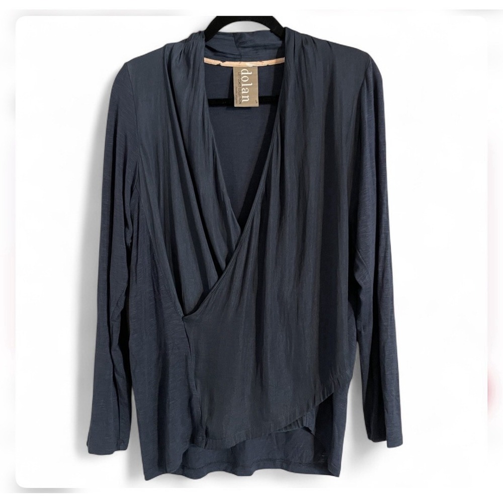 Anthropologie USA Women's Medium Dolan‎ Left Coast Faux Wrap Blue Preppy Top L